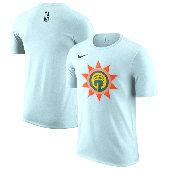 Men's San Antonio Spurs Light Blue 2024/25 City Edition Essential Logo T-Shirt